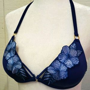 VICTORIA'S SECRET Padded Triangle Blue Floral Bikini Top XS